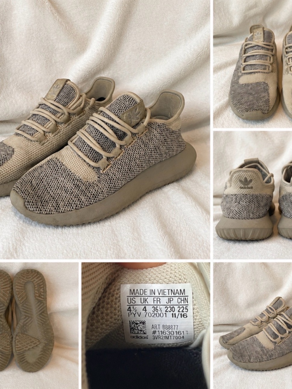 Adidas Tubular Shadow Knit Sneakers – Beige/Gray – Women’s Size 4.5